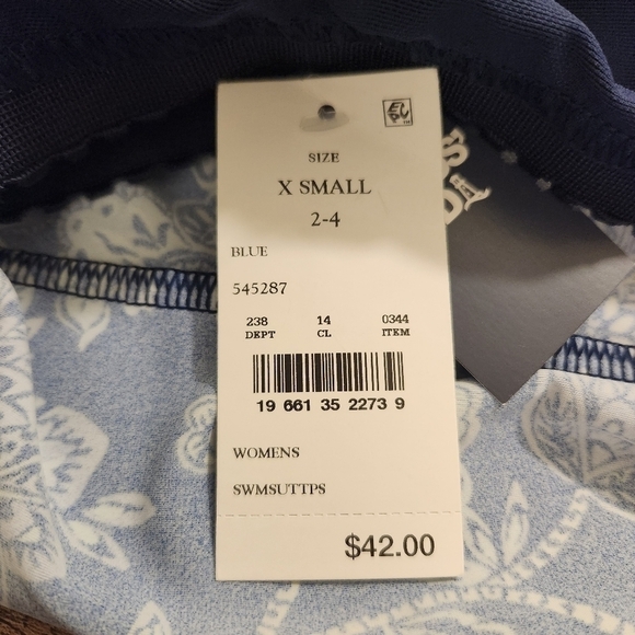 Lands End Floral Blue Women's Swim Top - Picture 6 of 8